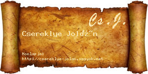 Csereklye Jolán névjegykártya